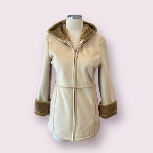 Women's Tan Faux Fur Trim Jacket